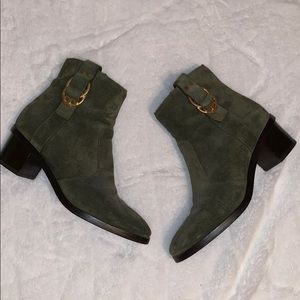Tory Burch Green Suede Marsden Bootie